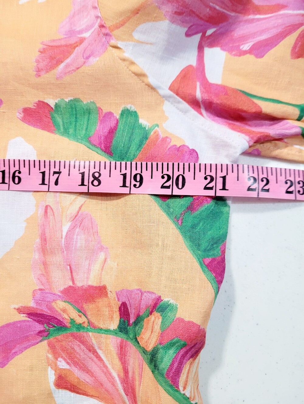 Chico’s 100% Linen Floral Button Front Blouse Women’s Size US 10 Pink Classic - Picture 9 of 11